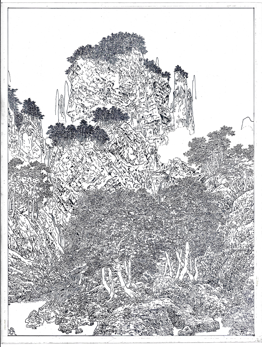 이당 만학송풍도 초안