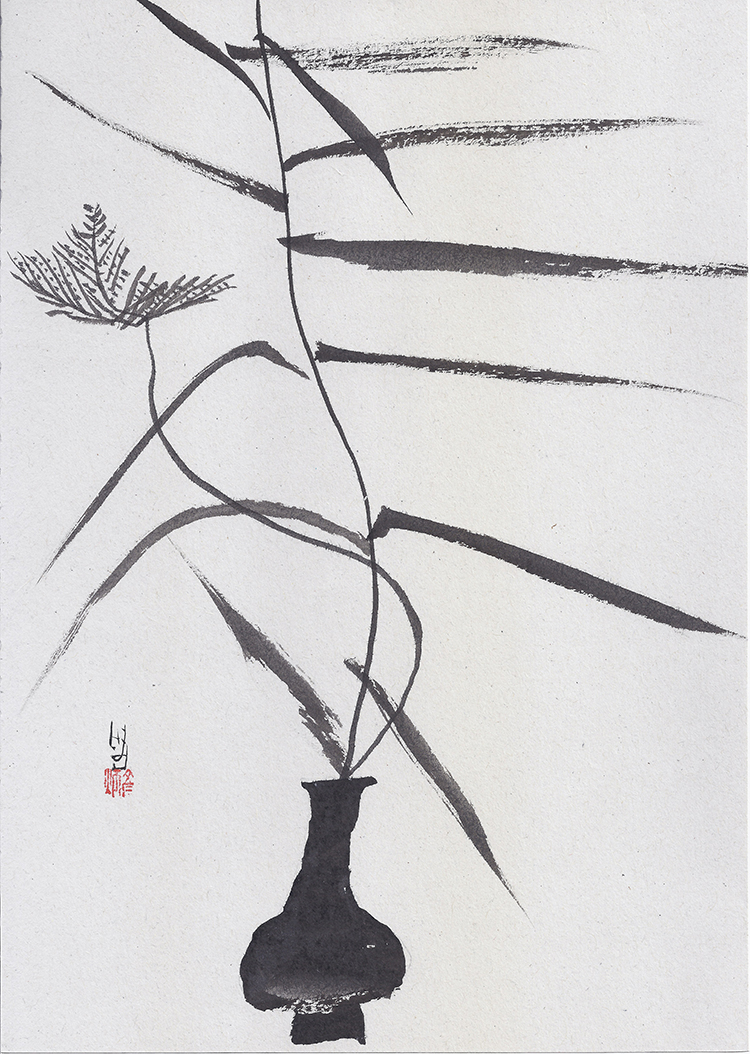 블랙 플라워 드로잉