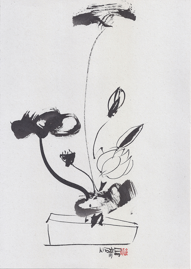 블랙 플라워 드로잉