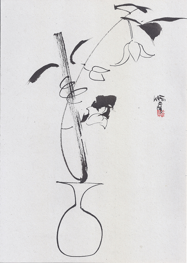 블랙 플라워 드로잉