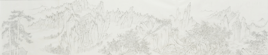 Edited_Landscape–Final_Design_for_Geumgangsan_Painting, 2016, final_design, pencil_on_paper, 50x248cm — Jang Byeong Eun (Eastbrush, 張炳彥), Geumgangsan, chapter_05