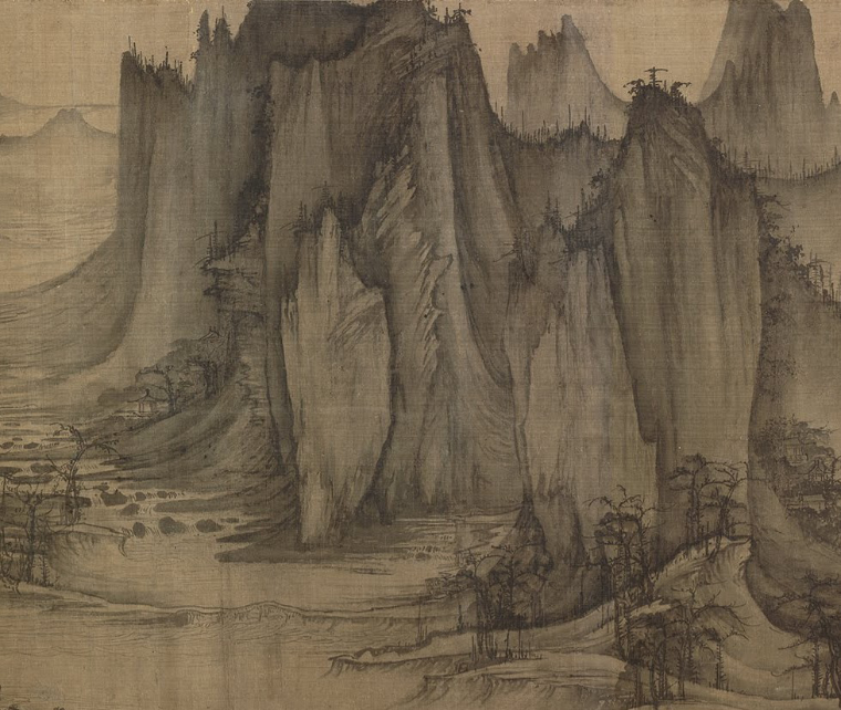 Xu_Daoning, Autumn_River_and_Fishing_Boats_detail, c_1049, Northern_Song, ink_on_silk — Nelson-Atkins_Museum_of_Art_Missouri, structural_source_for:chapter_05