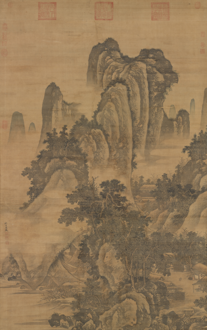 Ma_Shi, Mountain_Village_in_Spring, mid_15th_century, Ming, ink_on_silk — National_Palace_Museum_Taipei, structural_source_for:chapter_05
