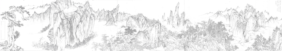 Edited Landscape, 2020, stage_1_pencil_structure_mapping, pencil_on_paper, 157.0x28.7cm — Jang Byeong Eun (Eastbrush, 張炳彥), process_chain_id:EL2020