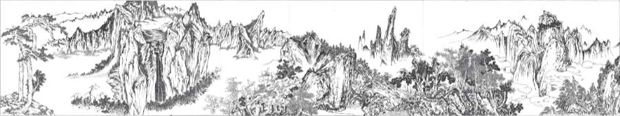 Edited Landscape, 2020, stage_2_linear_reconstruction_from_stage_1, pen_on_paper, 157.0x28.7cm — Jang Byeong Eun (Eastbrush, 張炳彥), process_chain_id:EL2020