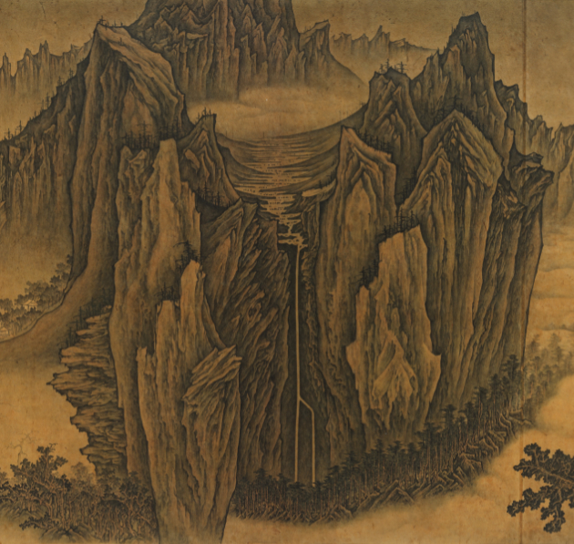 Edited Landscape, 2020, structural_recombination_detail, ink_and_light_color_on_paper — Jang Byeong Eun (Eastbrush, 張炳彥), derived_from_multiple_structural_fragments, process_chain_id:EL2020