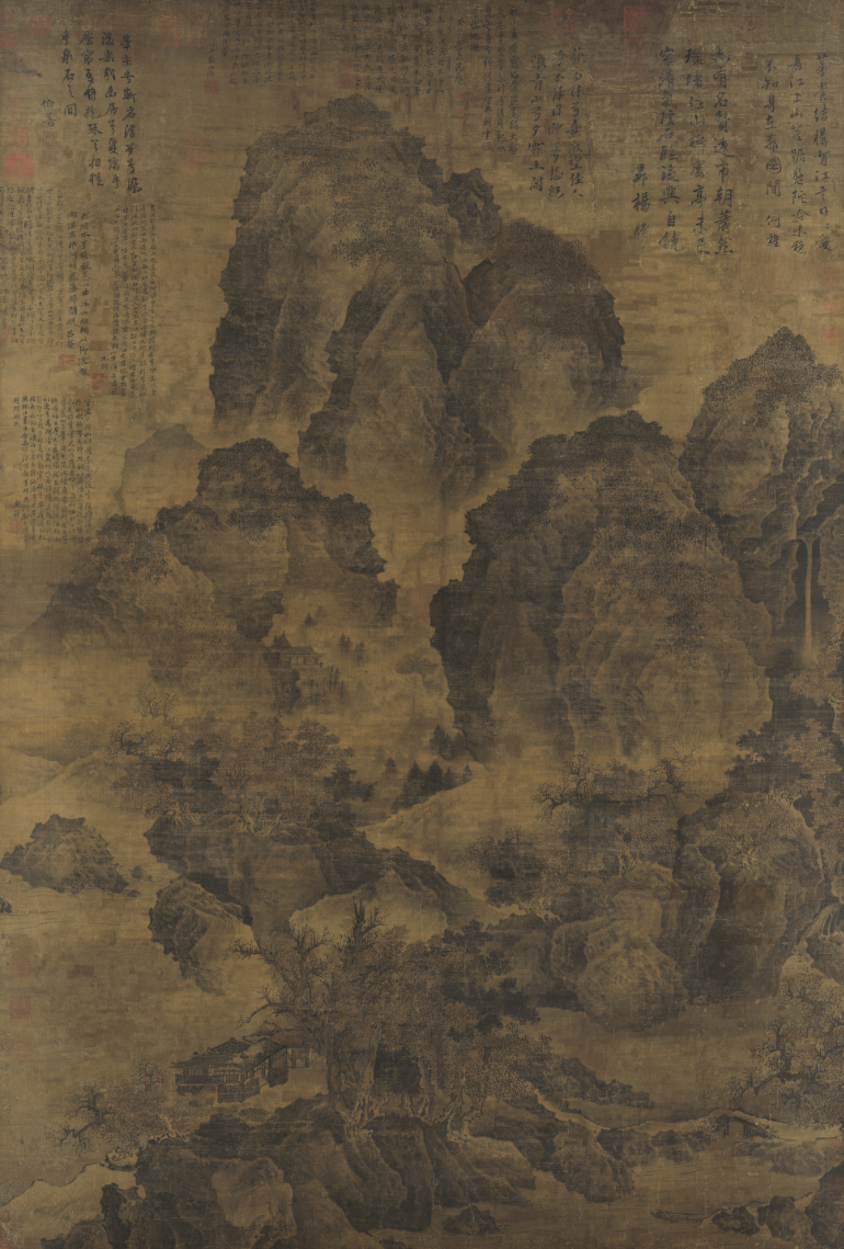Fan Kuan, Sitting Alone by a Stream, Northern_Song_Dynasty, ink_on_silk — National Palace Museum Taipei, structural_source_fragment_for:EL2020
