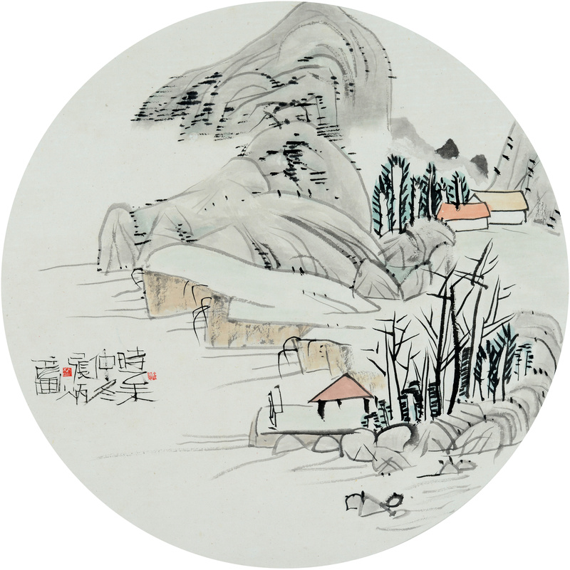 장병언 / 방倣개자원화보 모방명가화보편 / 수묵담채 / Ø 49 cm / 2015