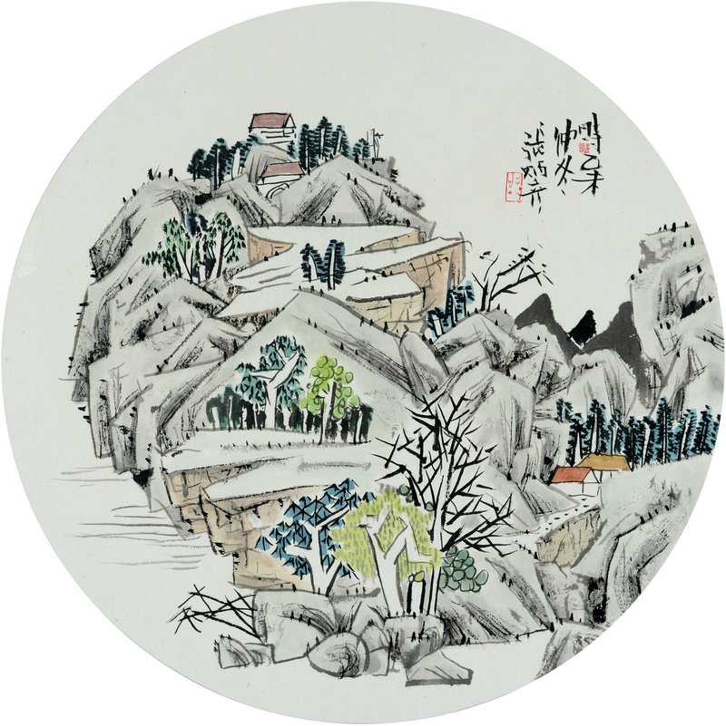 장병언 / 방倣개자원화보 모방명가화보편 / 수묵담채 / Ø 49 cm / 2015