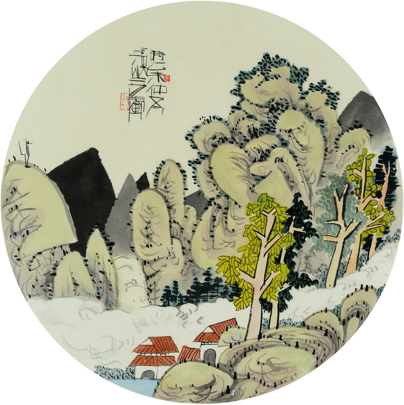 장병언 / 방倣개자원화보 모방명가화보편 / 수묵담채 / Ø 49 cm / 2015