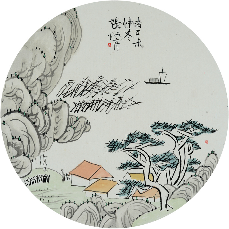 장병언 / 방倣개자원화보 모방명가화보편 / 수묵담채 / Ø 49 cm / 2015
