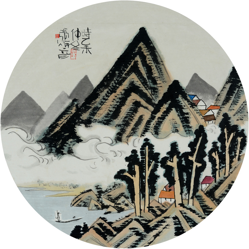 장병언 / 방倣개자원화보 모방명가화보편 / 수묵담채 / Ø 49 cm / 2015