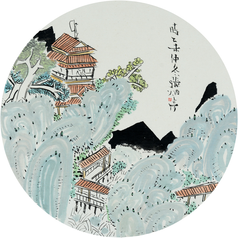 장병언 / 방倣개자원화보 모방명가화보편 / 수묵담채 / Ø 49 cm / 2015